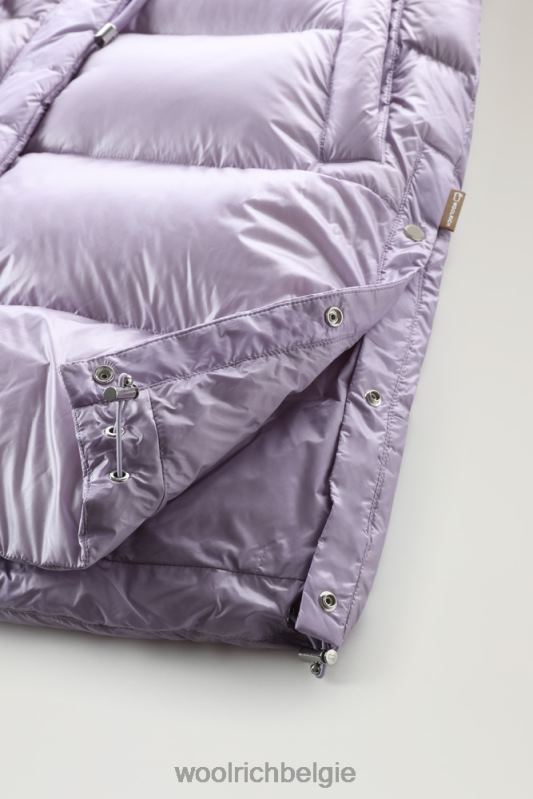 Aliquippa zijdezacht lang donsjack met trekkoord in de taille Woolrich vrouwen 8TTN0263 lila dageraad kleding