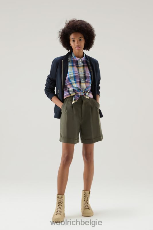 Appalachian Trail geruite blouse met korte mouwen van puur katoen Woolrich vrouwen 8TTN0173 blauwe ruit kleding