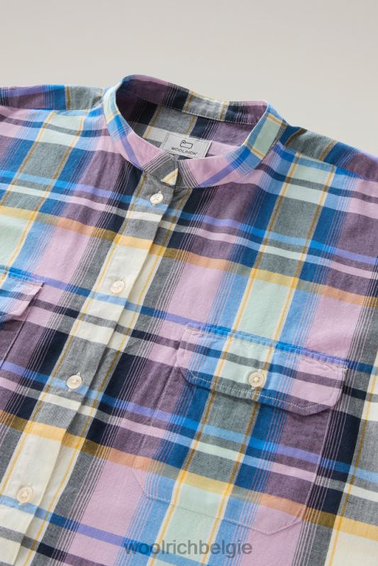 Appalachian Trail geruite blouse met korte mouwen van puur katoen Woolrich vrouwen 8TTN0173 blauwe ruit kleding