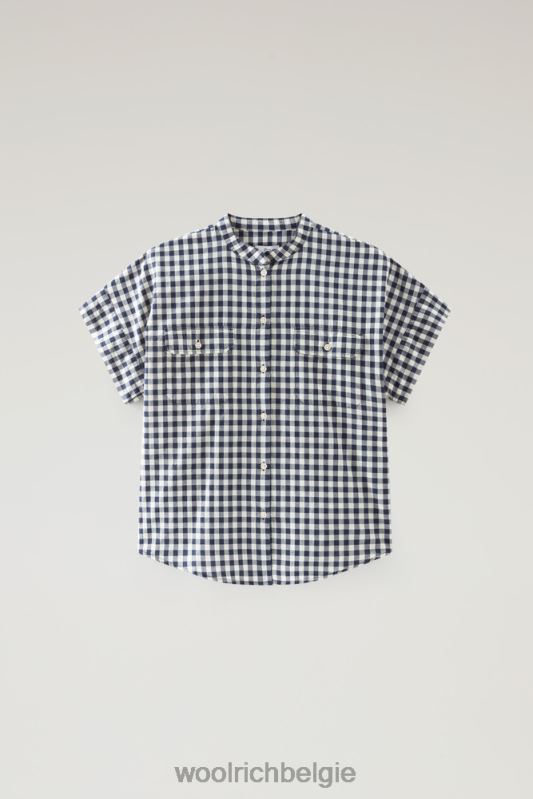 Appalachian Trail geruite blouse met korte mouwen van puur katoen Woolrich vrouwen 8TTN044 blauwe buffel kleding