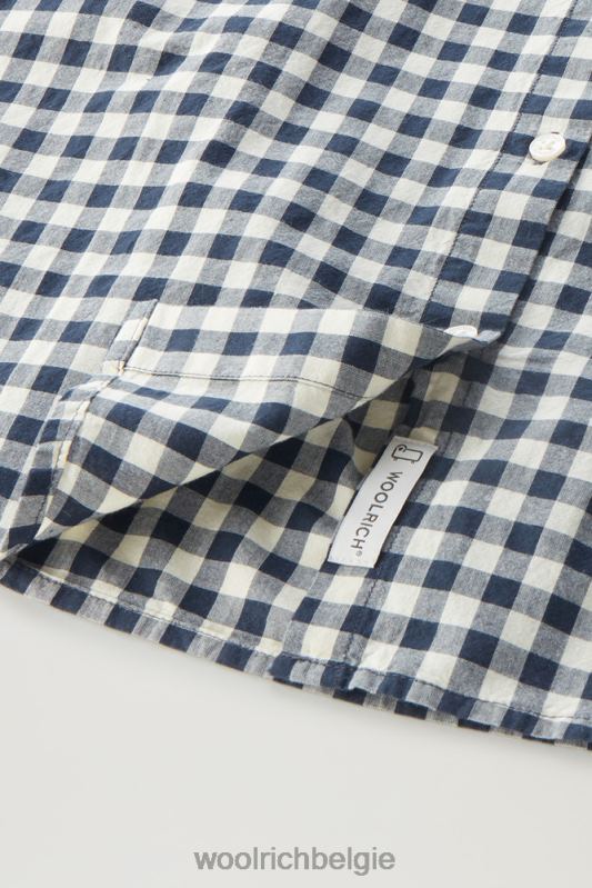 Appalachian Trail geruite blouse met korte mouwen van puur katoen Woolrich vrouwen 8TTN044 blauwe buffel kleding