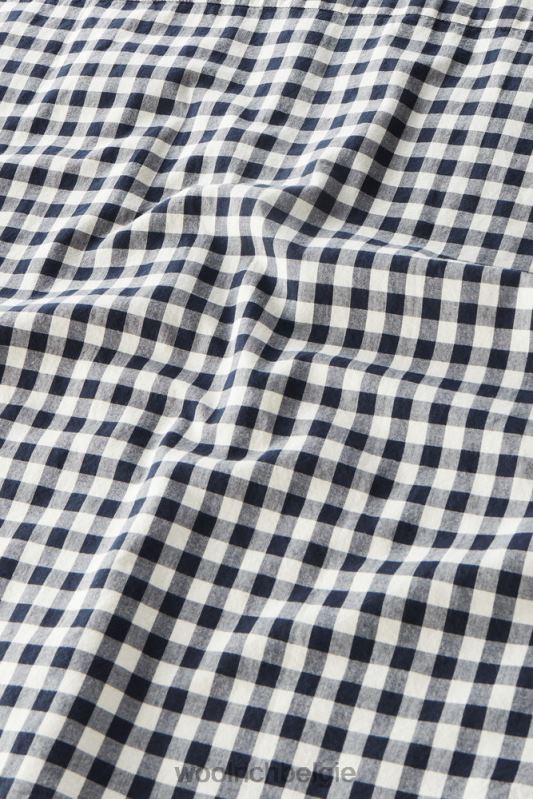 Appalachian Trail geruite blouse met korte mouwen van puur katoen Woolrich vrouwen 8TTN044 blauwe buffel kleding