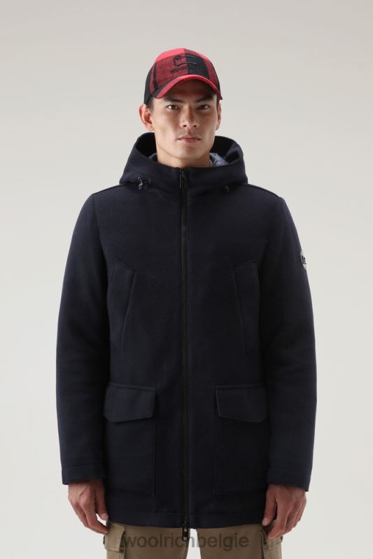 Arctic parka van wolmix Woolrich Heren 8TTN0681 Melton blauw kleding