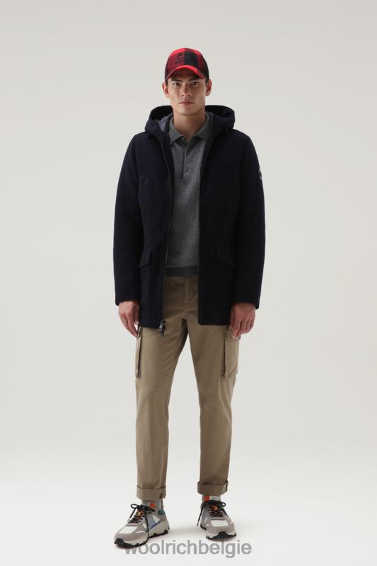 Arctic parka van wolmix Woolrich Heren 8TTN0681 Melton blauw kleding