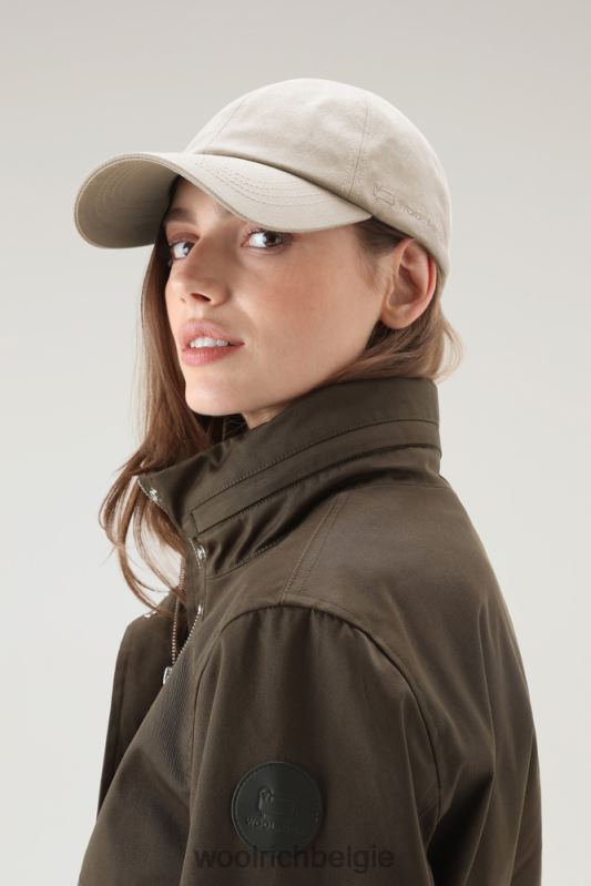 Baseballpet met logo van katoenmix Woolrich unisex 8TTN0142 strandzand accessoires