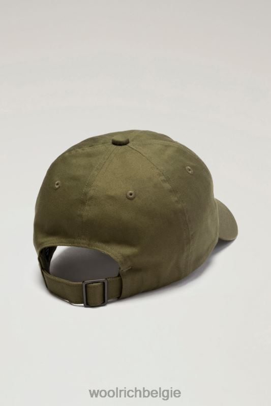 Baseballpet met logo van puur katoenen keperstof Woolrich Heren 8TTN0412 khaki accessoires
