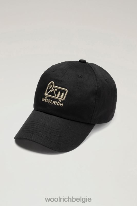 Baseballpet met logo van puur katoenen keperstof Woolrich Heren 8TTN0474 zwart accessoires