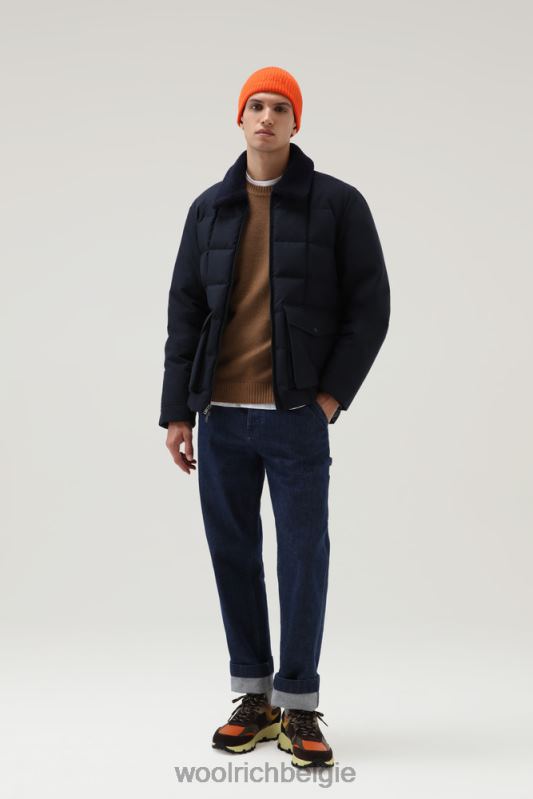 Blizzard Duster gewatteerd jack van Eco Ramar Woolrich Heren 8TTN0738 Melton blauw kleding