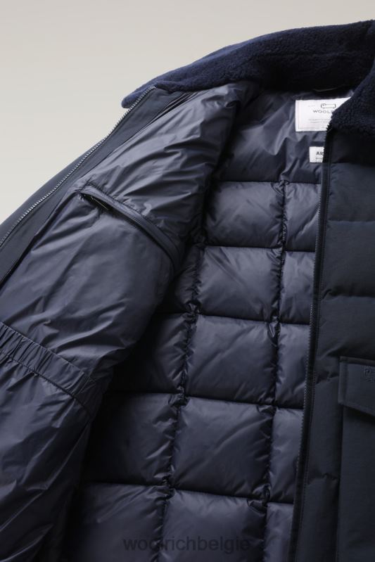 Blizzard Duster gewatteerd jack van Eco Ramar Woolrich Heren 8TTN0738 Melton blauw kleding