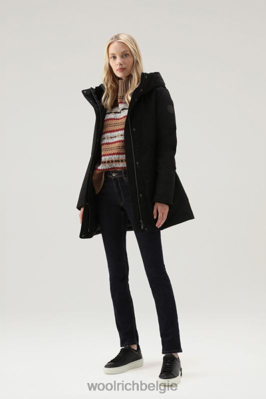 Boulderparka van ramar-stof met capuchon en afneembare rand van imitatiebont Woolrich vrouwen 8TTN0206 zwart kleding