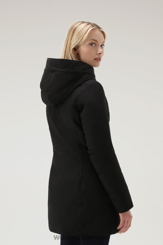 Boulderparka van ramar-stof met capuchon en afneembare rand van imitatiebont Woolrich vrouwen 8TTN0206 zwart kleding