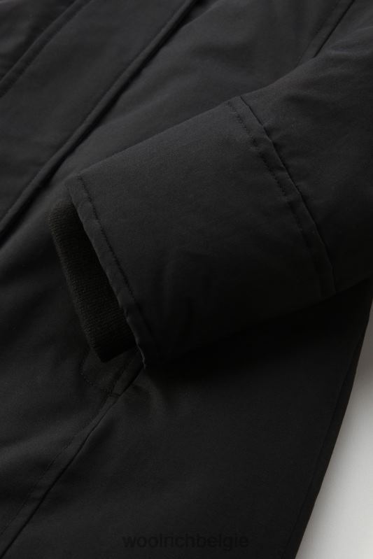 Boulderparka van ramar-stof met capuchon en afneembare rand van imitatiebont Woolrich vrouwen 8TTN0206 zwart kleding