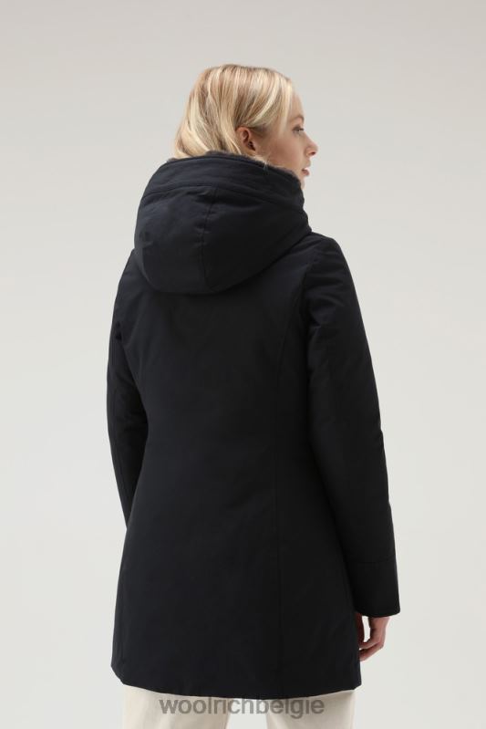 Boulderparka van ramar-stof met capuchon en afneembare rand van imitatiebont Woolrich vrouwen 8TTN0215 donker marine kleding