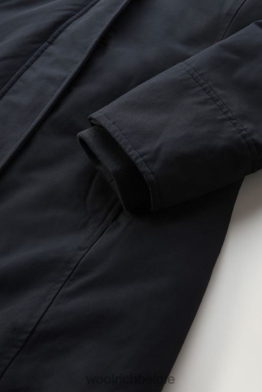 Boulderparka van ramar-stof met capuchon en afneembare rand van imitatiebont Woolrich vrouwen 8TTN0215 donker marine kleding