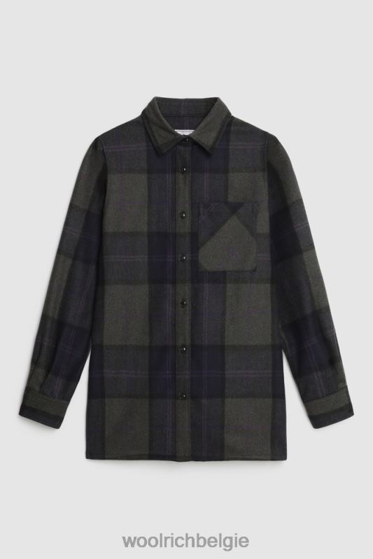 Boyfriend flanellen overhemd van wolmix gemaakt in de VS Woolrich vrouwen 8TTN0372 grijspaars geruit kleding