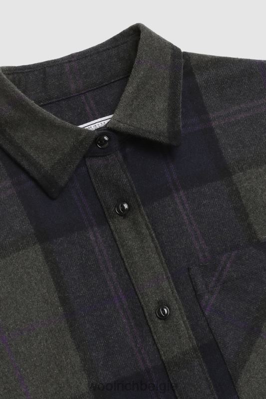 Boyfriend flanellen overhemd van wolmix gemaakt in de VS Woolrich vrouwen 8TTN0372 grijspaars geruit kleding