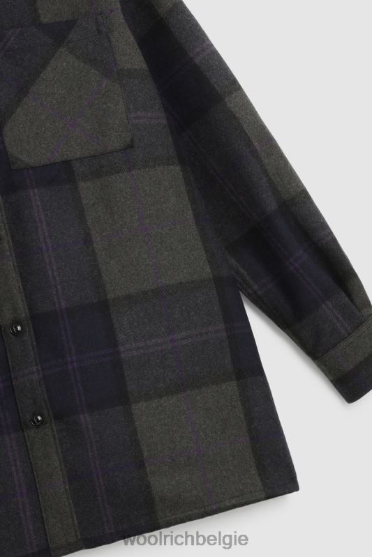 Boyfriend flanellen overhemd van wolmix gemaakt in de VS Woolrich vrouwen 8TTN0372 grijspaars geruit kleding