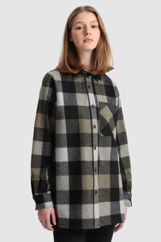 Boyfriend flanellen overhemd van wolmix gemaakt in de VS Woolrich vrouwen 8TTN0373 goud zwarte buffel kleding