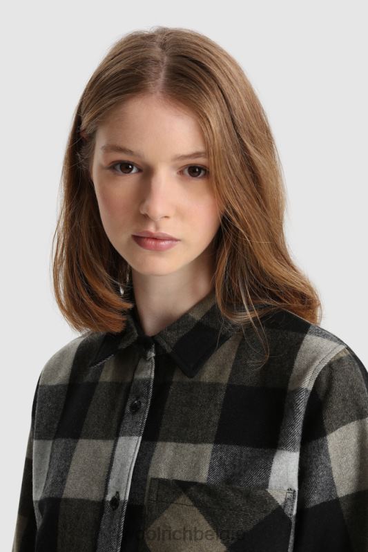 Boyfriend flanellen overhemd van wolmix gemaakt in de VS Woolrich vrouwen 8TTN0373 goud zwarte buffel kleding