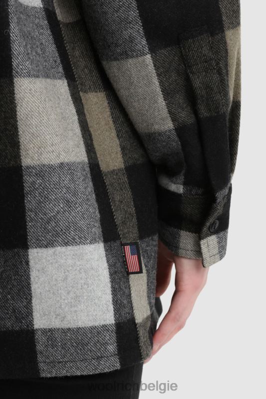 Boyfriend flanellen overhemd van wolmix gemaakt in de VS Woolrich vrouwen 8TTN0373 goud zwarte buffel kleding