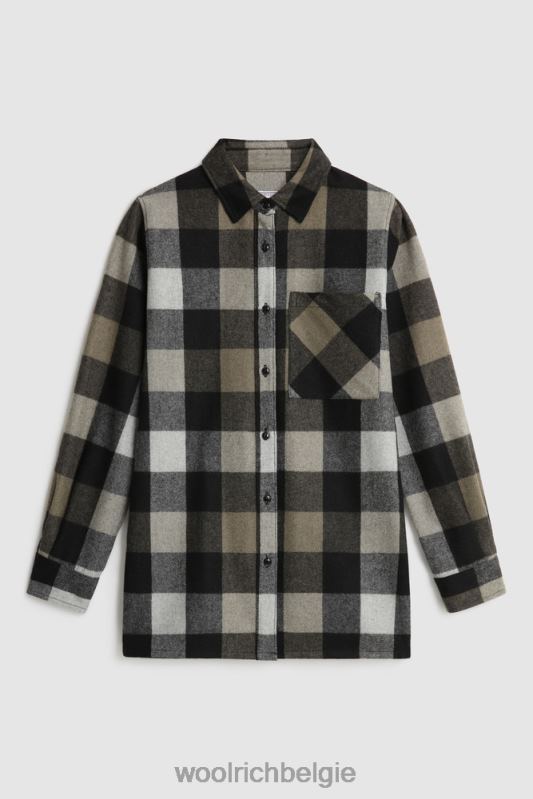 Boyfriend flanellen overhemd van wolmix gemaakt in de VS Woolrich vrouwen 8TTN0373 goud zwarte buffel kleding