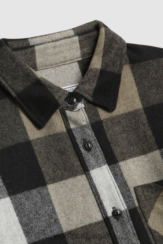Boyfriend flanellen overhemd van wolmix gemaakt in de VS Woolrich vrouwen 8TTN0373 goud zwarte buffel kleding