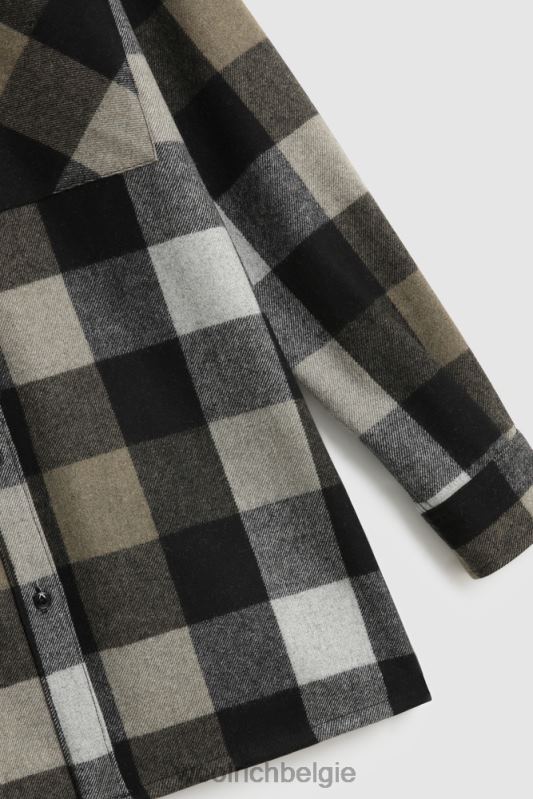 Boyfriend flanellen overhemd van wolmix gemaakt in de VS Woolrich vrouwen 8TTN0373 goud zwarte buffel kleding