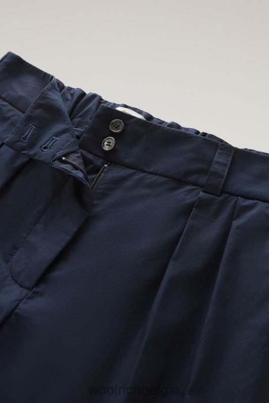 Broek met rechte pijpen van puur katoenpopeline Woolrich vrouwen 8TTN0172 Melton blauw kleding