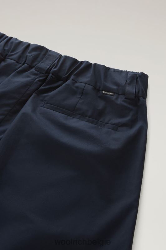 Broek met rechte pijpen van puur katoenpopeline Woolrich vrouwen 8TTN0172 Melton blauw kleding
