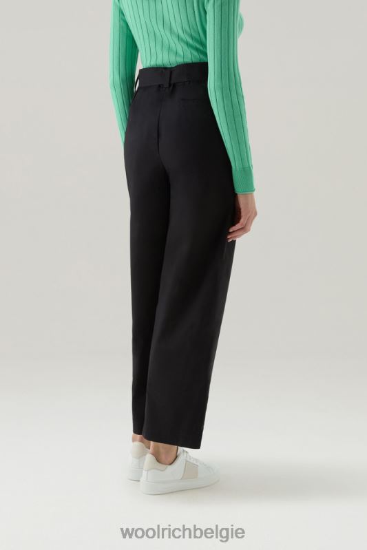 Broek met rechte pijpen van puur katoenpopeline Woolrich vrouwen 8TTN054 zwart kleding