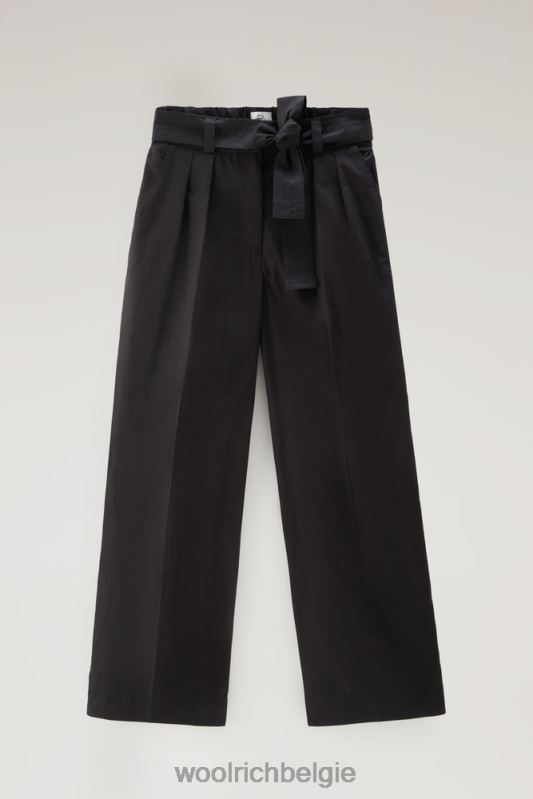 Broek met rechte pijpen van puur katoenpopeline Woolrich vrouwen 8TTN054 zwart kleding