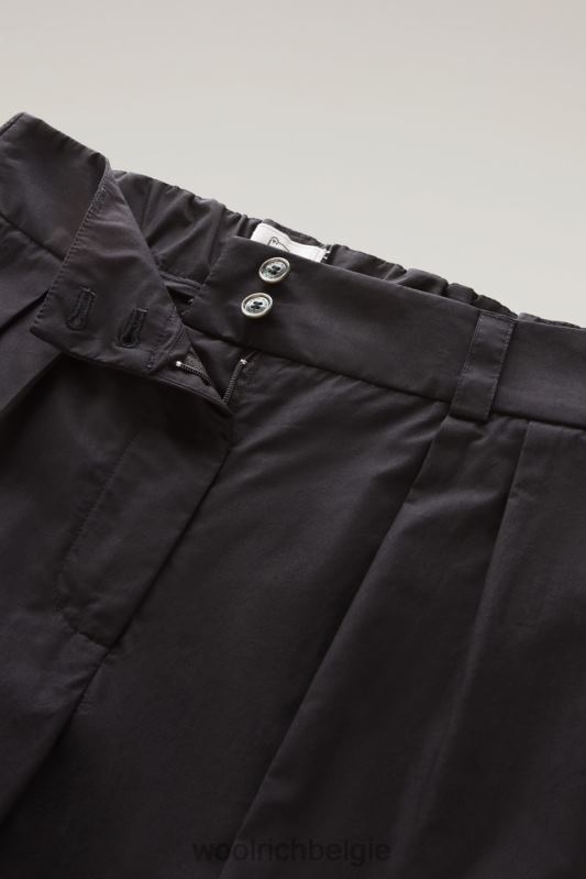 Broek met rechte pijpen van puur katoenpopeline Woolrich vrouwen 8TTN054 zwart kleding