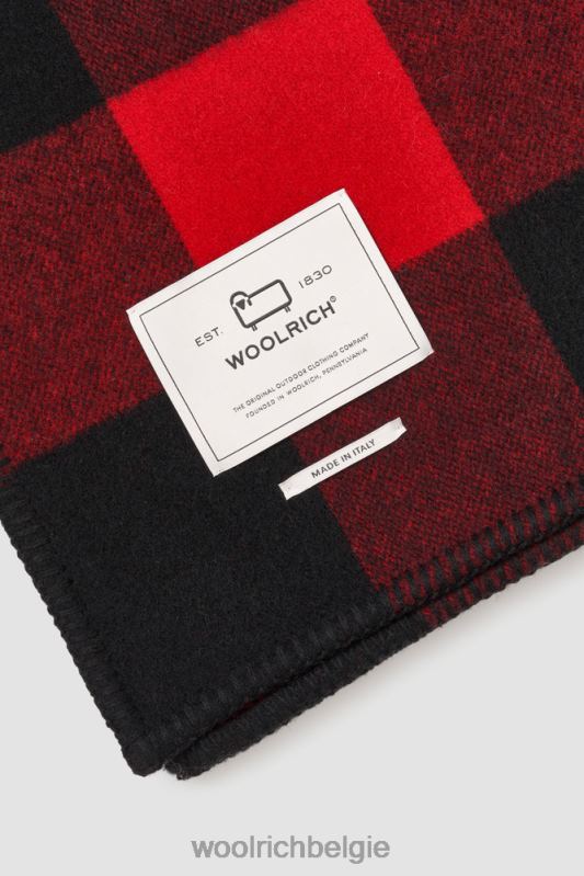 Buffalo geruite deken van zuivere wol gemaakt in Italië Woolrich unisex 8TTN0354 rode buffel accessoires