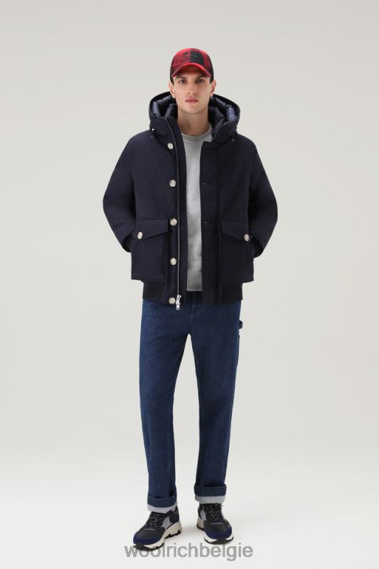 Byrd donsjack met korte capuchon Woolrich Heren 8TTN0780 Melton blauw kleding