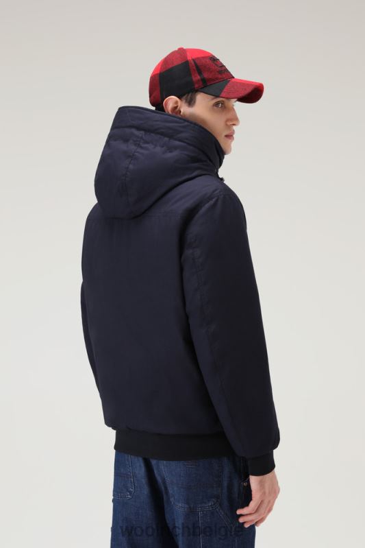 Byrd donsjack met korte capuchon Woolrich Heren 8TTN0780 Melton blauw kleding