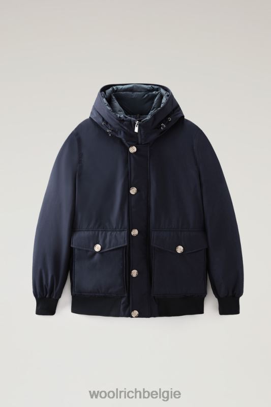 Byrd donsjack met korte capuchon Woolrich Heren 8TTN0780 Melton blauw kleding