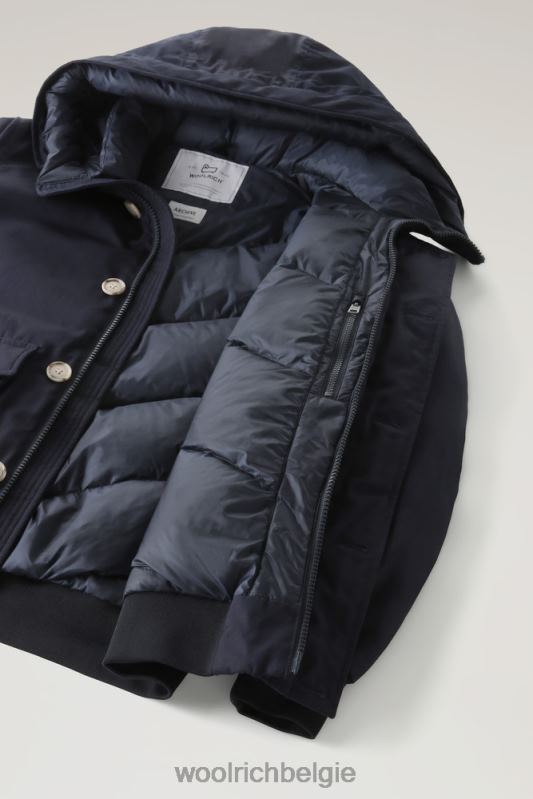 Byrd donsjack met korte capuchon Woolrich Heren 8TTN0780 Melton blauw kleding