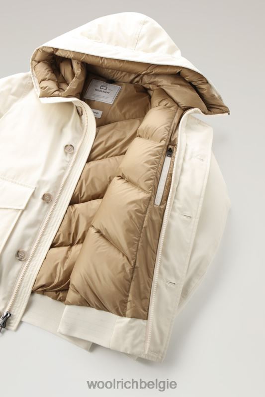 Byrd donsjack met korte capuchon Woolrich Heren 8TTN0781 melkachtige crème kleding