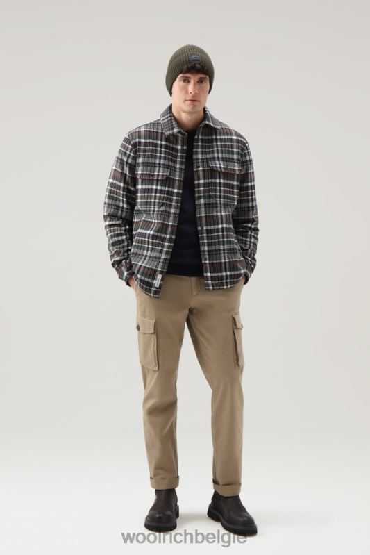 Cargobroek van kledinggeverfd stretchkatoen Woolrich Heren 8TTN0708 goud kaki kleding