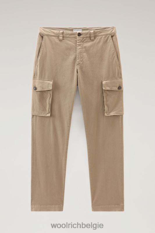 Cargobroek van kledinggeverfd stretchkatoen Woolrich Heren 8TTN0708 goud kaki kleding