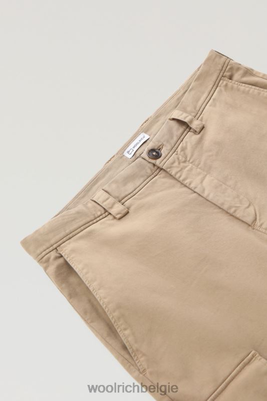 Cargobroek van kledinggeverfd stretchkatoen Woolrich Heren 8TTN0708 goud kaki kleding