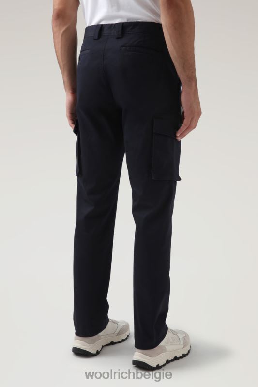 Cargobroek van kledinggeverfd stretchkatoen Woolrich Heren 8TTN0719 Melton blauw kleding