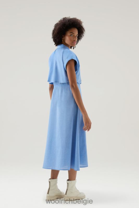 Chambray-jurk met biesjes van puur katoen Woolrich vrouwen 8TTN0160 bleek indigo kleding