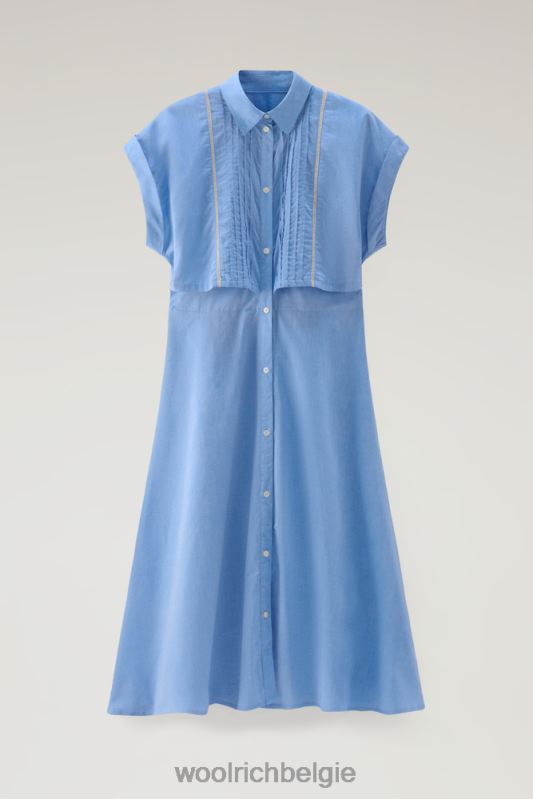 Chambray-jurk met biesjes van puur katoen Woolrich vrouwen 8TTN0160 bleek indigo kleding