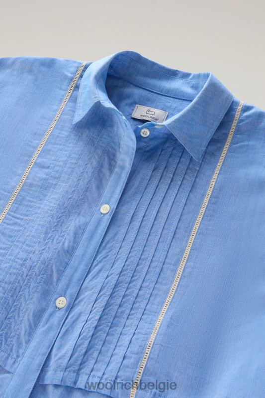 Chambray-jurk met biesjes van puur katoen Woolrich vrouwen 8TTN0160 bleek indigo kleding