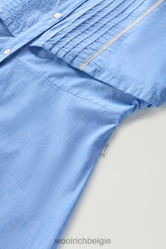 Chambray-jurk met biesjes van puur katoen Woolrich vrouwen 8TTN0160 bleek indigo kleding