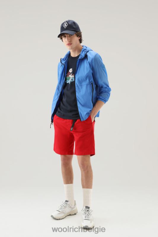 Een kledinggeverfde chinoshort van stretchkatoen Woolrich Heren 8TTN0451 Rode lucht kleding