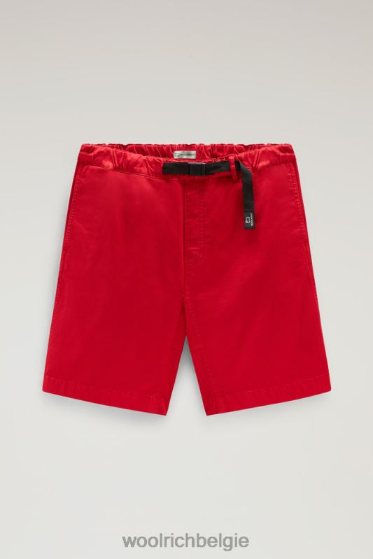 Een kledinggeverfde chinoshort van stretchkatoen Woolrich Heren 8TTN0451 Rode lucht kleding