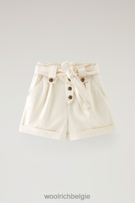Een kledinggeverfde short van stretchkatoenen twill Woolrich vrouwen 8TTN0159 melkachtige crème kleding