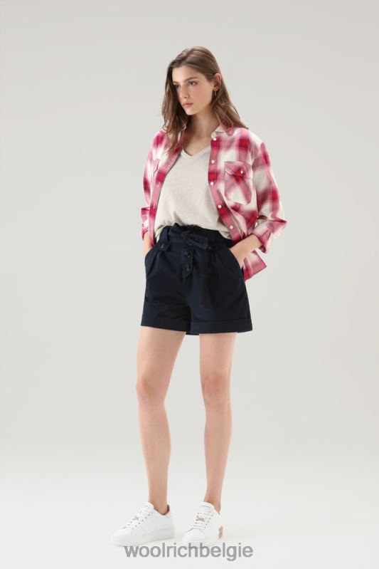 Een kledinggeverfde short van stretchkatoenen twill Woolrich vrouwen 8TTN0169 Melton blauw kleding